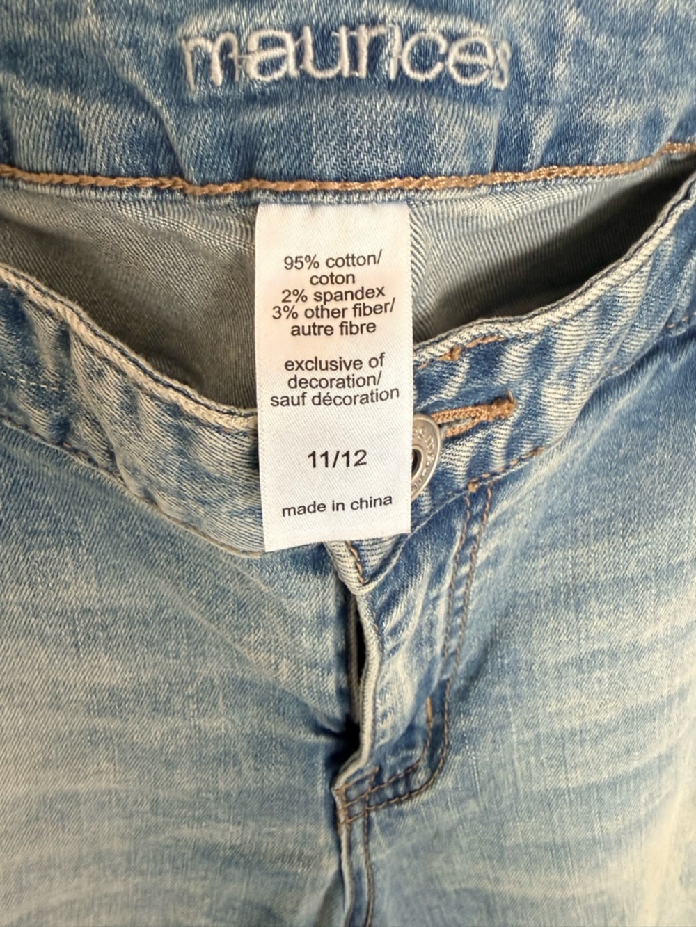 Maurices Distressed Skinny Jeans Size 11/12 Light Wash Mid Rise Stretch - Picture 8 of 8